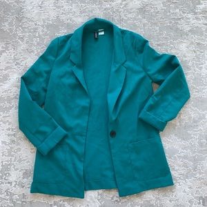 H&M teal blue green blazer
